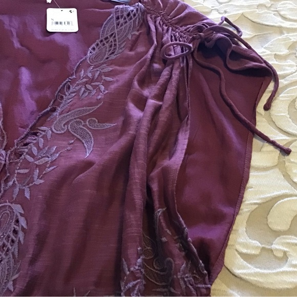 Free People Purple Short Sleeve Tie Front Romper - Picture 5 of 11